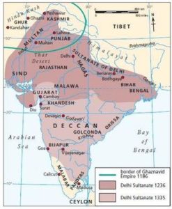 Carte du sultanant de Delhi